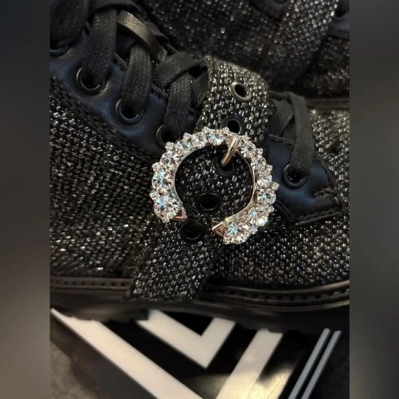 Jimmy Choo Glistening Tweed Embellished Flat Ankle Boots NWOT SZ36.5 US SZ 6.5 - Picture 4 of 12